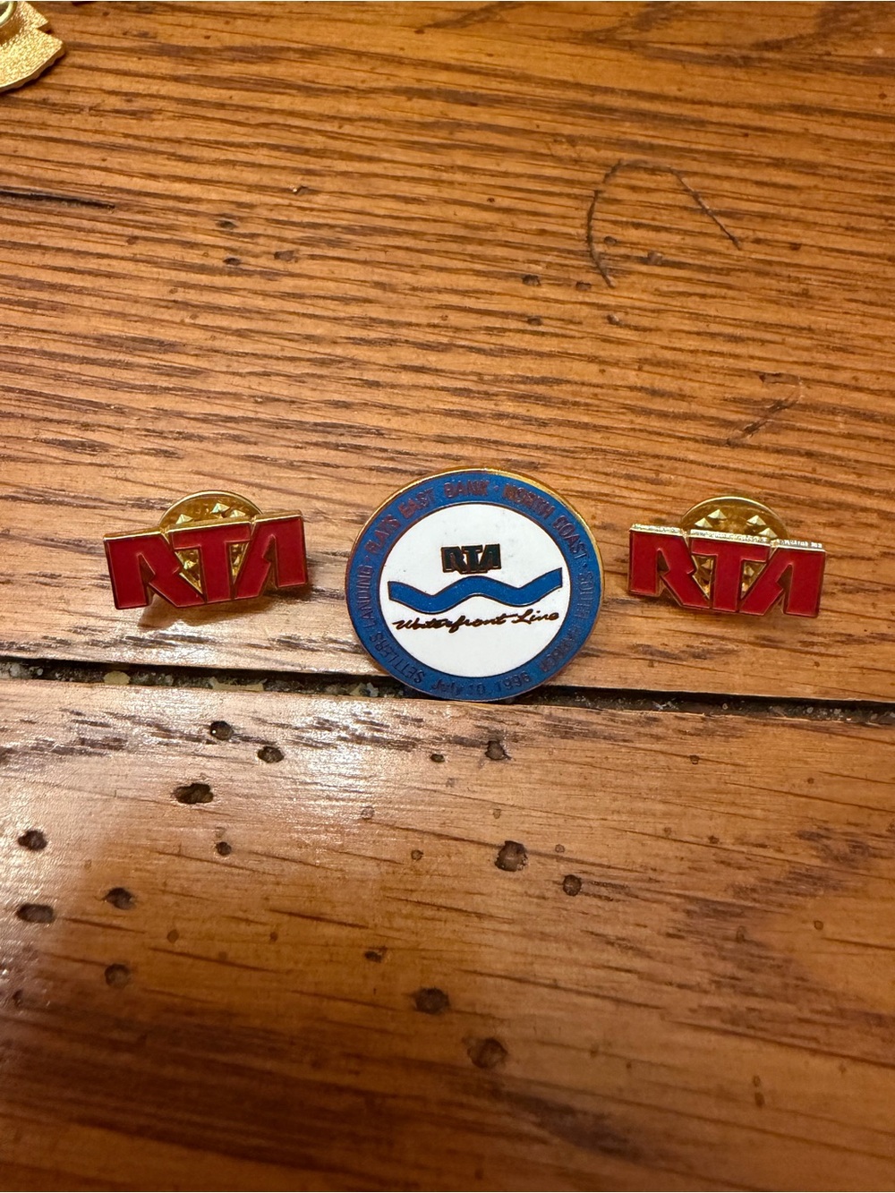 RTA WATERFRONT LINE ENAMEL LAPEL PINS STAFF CLEVELAND TRANSIT SET OF 3